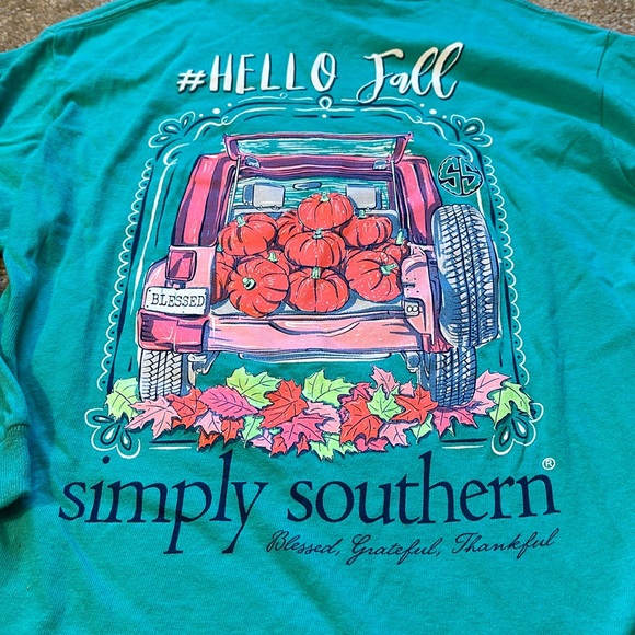 Simply Southern Youth small seaglass color long sleeve fall Jeep - Picture 1 of 5